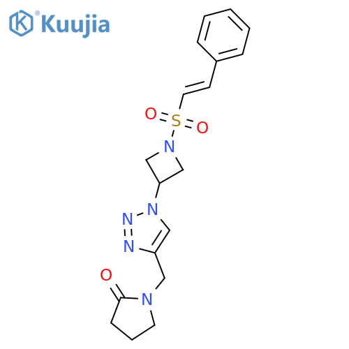 1-[(1-{1-[(E)-2-phenylethenesulfonyl]azetidin-3-yl}-1H-1,2,3-triazol-4-yl)methyl]pyrrolidin-2-one structure