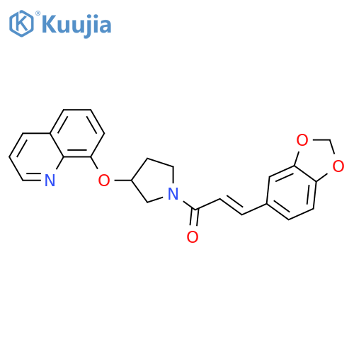 (E)-3-(1,3-benzodioxol-5-yl)-1-(3-quinolin-8-yloxypyrrolidin-1-yl)prop-2-en-1-one structure