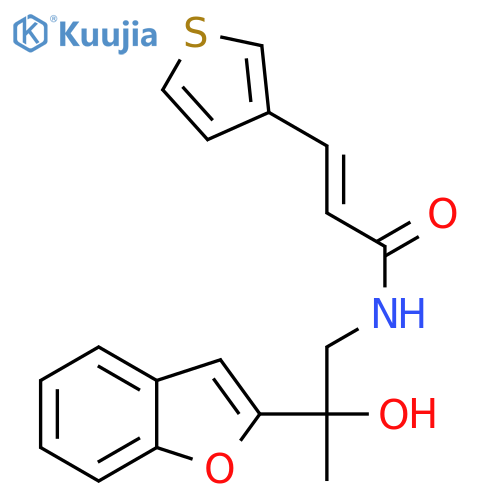 (2E)-N-[2-(1-benzofuran-2-yl)-2-hydroxypropyl]-3-(thiophen-3-yl)prop-2-enamide structure