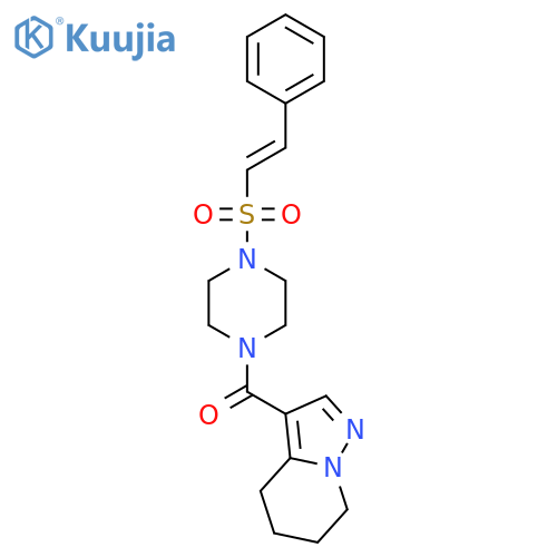 1-[(E)-2-phenylethenesulfonyl]-4-{4H,5H,6H,7H-pyrazolo[1,5-a]pyridine-3-carbonyl}piperazine structure