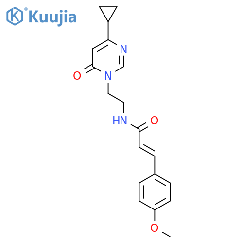 (2E)-N-2-(4-cyclopropyl-6-oxo-1,6-dihydropyrimidin-1-yl)ethyl-3-(4-methoxyphenyl)prop-2-enamide structure