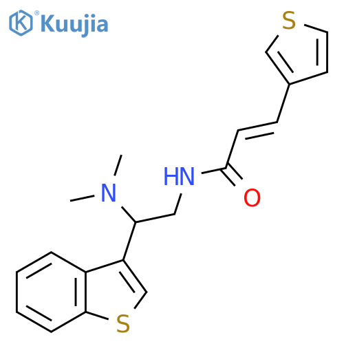 (2E)-N-2-(1-benzothiophen-3-yl)-2-(dimethylamino)ethyl-3-(thiophen-3-yl)prop-2-enamide structure