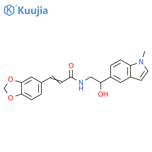 (2E)-3-(2H-1,3-benzodioxol-5-yl)-N-[2-hydroxy-2-(1-methyl-1H-indol-5-yl)ethyl]prop-2-enamide structure