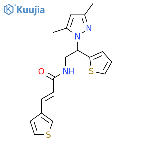 (2E)-N-[2-(3,5-dimethyl-1H-pyrazol-1-yl)-2-(thiophen-2-yl)ethyl]-3-(thiophen-3-yl)prop-2-enamide structure