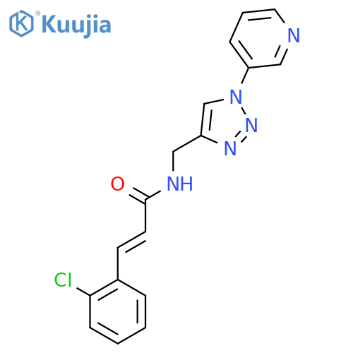 (2E)-3-(2-chlorophenyl)-N-{[1-(pyridin-3-yl)-1H-1,2,3-triazol-4-yl]methyl}prop-2-enamide structure
