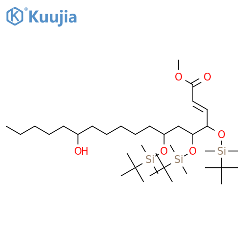 2-Octadecenoic acid, 4,5,7-tris[[(1,1-dimethylethyl)dimethylsilyl]oxy]-13-hydroxy-, methyl ester, (2E,4R,5S,7R,13R)- structure