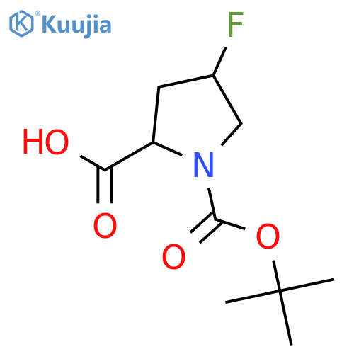 (2S,4R)-1-[(tert-butoxy)carbonyl]-4-fluoropyrrolidine-2-carboxylic acid structure