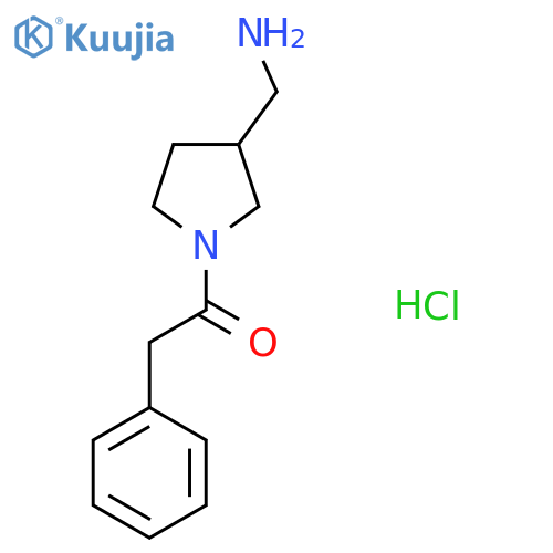 1-3-(aminomethyl)pyrrolidin-1-yl-2-phenylethan-1-one hydrochloride structure