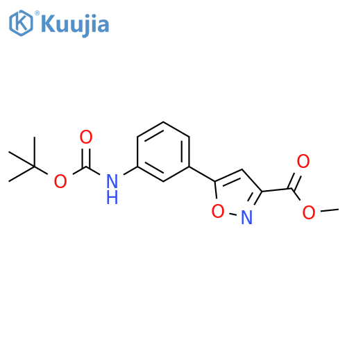 methyl 5-(3-((tert-butoxycarbonyl)amino)phenyl)isoxazole-3-carboxylate structure