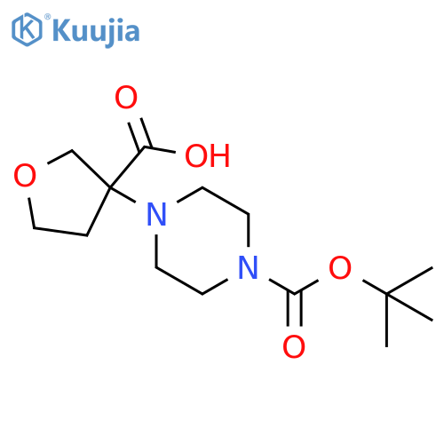 3-{4-(tert-butoxy)carbonylpiperazin-1-yl}oxolane-3-carboxylic acid structure