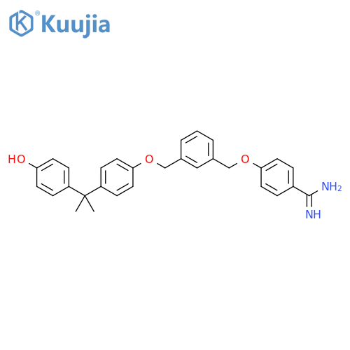 4-((3-((4-(2-(4-hydroxyphenyl)propan-2-yl)phenoxy)methyl)benzyl)oxy)benzimidamide structure