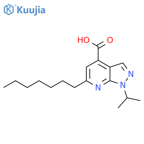 6-Heptyl-1-isopropyl-1H-pyrazolo[3,4-b]pyridine-4-carboxylic acid structure