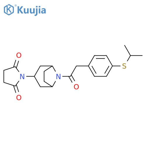 1-[8-[2-(4-propan-2-ylsulfanylphenyl)acetyl]-8-azabicyclo[3.2.1]octan-3-yl]pyrrolidine-2,5-dione structure