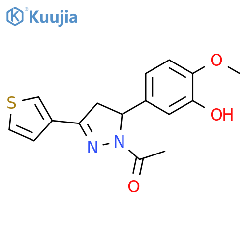 1-[5-(3-hydroxy-4-methoxyphenyl)-3-(thiophen-3-yl)-4,5-dihydro-1H-pyrazol-1-yl]ethan-1-one structure