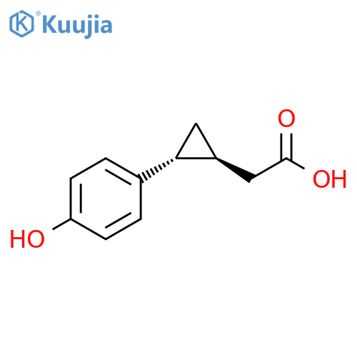 Cyclopropaneacetic acid, 2-(4-hydroxyphenyl)-, (1S,2R)- structure