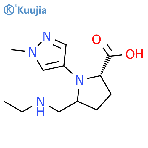 5-(ethylamino)methyl-1-(1-methyl-1H-pyrazol-4-yl)pyrrolidine-2-carboxylic acid structure