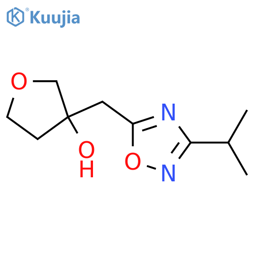 3-{3-(propan-2-yl)-1,2,4-oxadiazol-5-ylmethyl}oxolan-3-ol structure