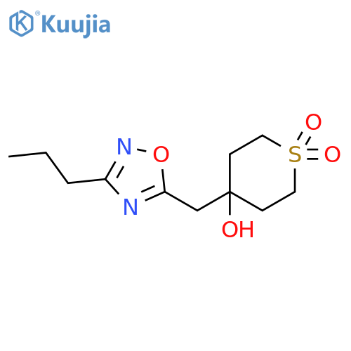 4-hydroxy-4-(3-propyl-1,2,4-oxadiazol-5-yl)methyl-1lambda6-thiane-1,1-dione structure
