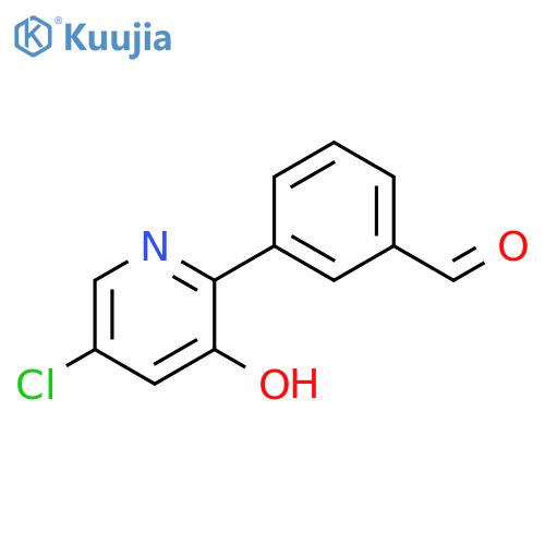 3-(5-chloro-3-hydroxypyridin-2-yl)benzaldehyde structure