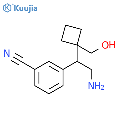 3-{2-amino-1-1-(hydroxymethyl)cyclobutylethyl}benzonitrile structure