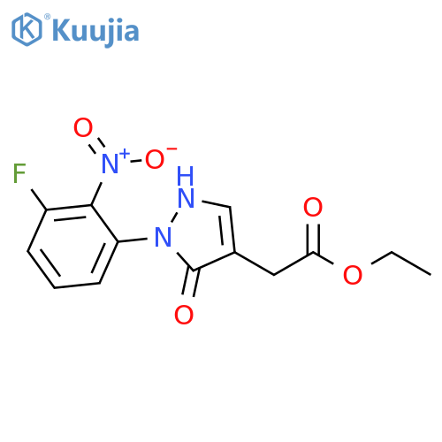 1H-Pyrazole-4-acetic acid, 1-(3-fluoro-2-nitrophenyl)-2,5-dihydro-5-oxo-, ethyl ester structure