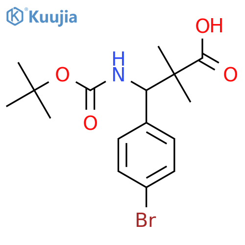 3-(4-bromophenyl)-3-{(tert-butoxy)carbonylamino}-2,2-dimethylpropanoic acid structure