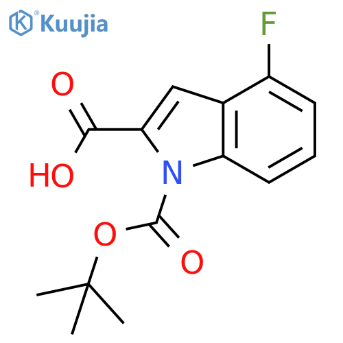 1-(tert-butoxy)carbonyl-4-fluoro-1H-indole-2-carboxylic acid structure