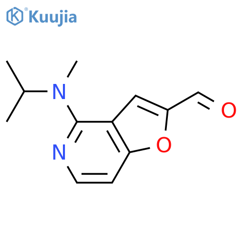 4-methyl(propan-2-yl)aminofuro3,2-cpyridine-2-carbaldehyde structure