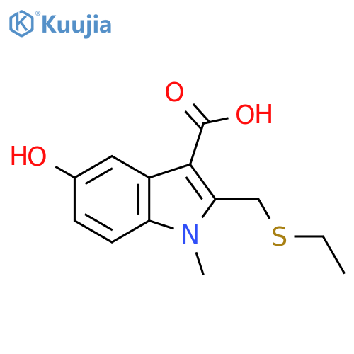 2-(ethylsulfanyl)methyl-5-hydroxy-1-methyl-1H-indole-3-carboxylic acid structure