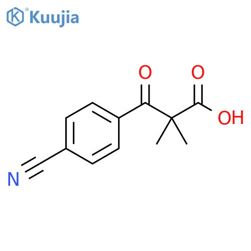 3-(4-cyanophenyl)-2,2-dimethyl-3-oxopropanoic acid structure