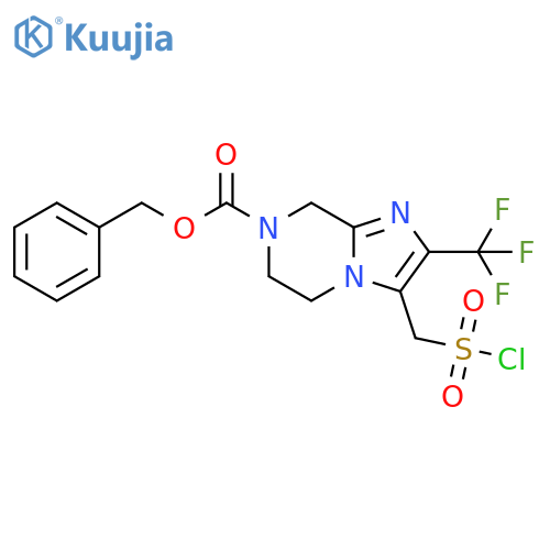 benzyl 3-(chlorosulfonyl)methyl-2-(trifluoromethyl)-5H,6H,7H,8H-imidazo1,2-apyrazine-7-carboxylate structure