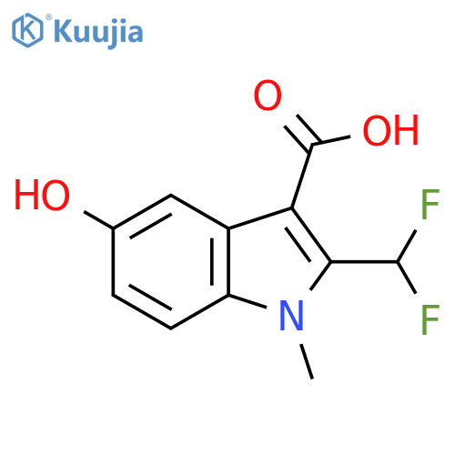 2-(difluoromethyl)-5-hydroxy-1-methyl-1H-indole-3-carboxylic acid structure