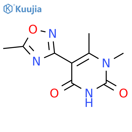 1,6-dimethyl-5-(5-methyl-1,2,4-oxadiazol-3-yl)-1,2,3,4-tetrahydropyrimidine-2,4-dione structure