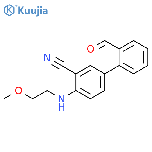 5-(2-Formylphenyl)-2-(2-methoxyethylamino)benzonitrile structure