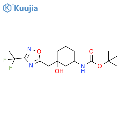 tert-butyl N-(3-{3-(1,1-difluoroethyl)-1,2,4-oxadiazol-5-ylmethyl}-3-hydroxycyclohexyl)carbamate structure