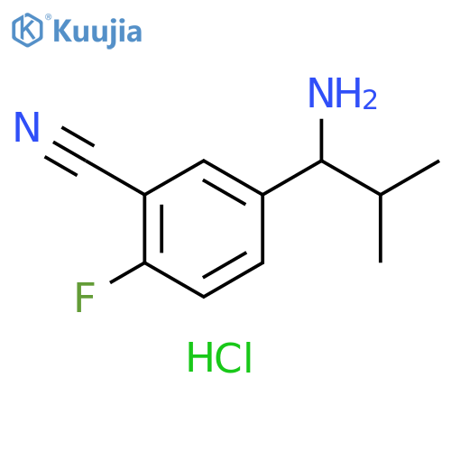 5-(1-amino-2-methylpropyl)-2-fluorobenzonitrile hydrochloride structure
