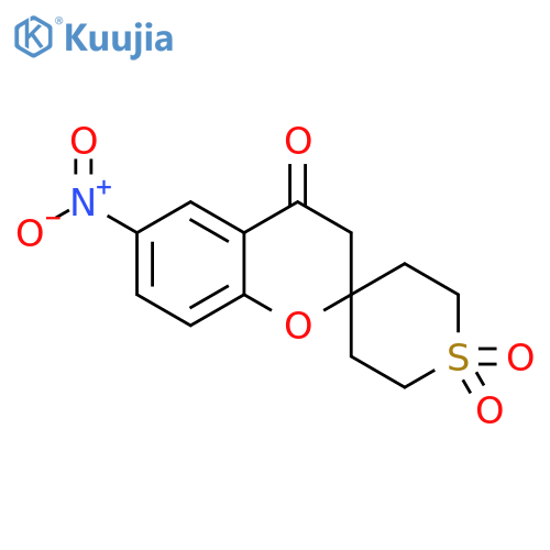 Spiro[2H-1-benzopyran-2,4'-[4H]thiopyran]-4(3H)-one, 2',3',5',6'-tetrahydro-6-nitro-, 1',1'-dioxide structure