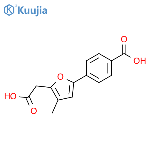 4-5-(carboxymethyl)-4-methylfuran-2-ylbenzoic acid structure