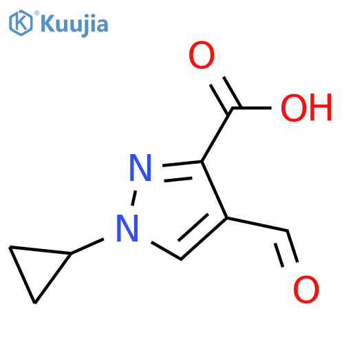 1-cyclopropyl-4-formyl-1H-pyrazole-3-carboxylic acid structure