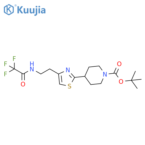tert-butyl 4-{4-2-(trifluoroacetamido)ethyl-1,3-thiazol-2-yl}piperidine-1-carboxylate structure