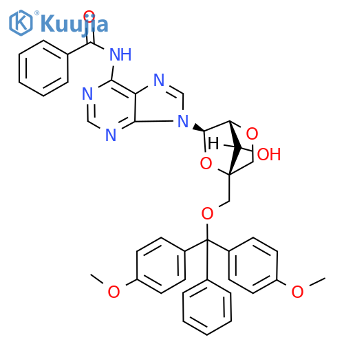 5’-O-(4,4’-Dimethoxytrityl)-N6-benzoyl-2’-O,4’-C-methyleneadenosine structure
