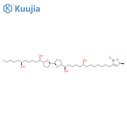 (S)-3-{(8R,13R)-13-[(2R,5R,2'R,5'R)-5'-((1S,6S)-1,6-Dihydroxy-undecyl)-octahydro-[2,2']bifuranyl-5-yl]-8,13-dihydroxy-tridecyl}-5-methyl-5H-furan-2-one structure