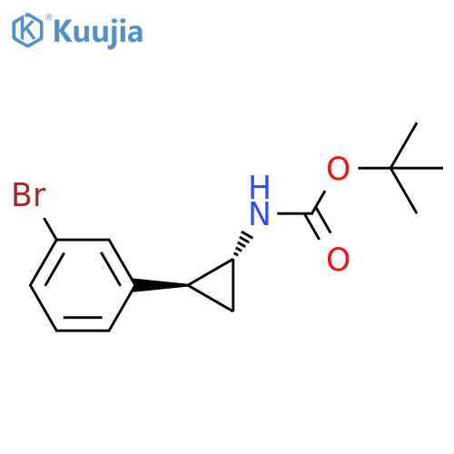rac-tert-butyl N-(1R,2S)-2-(3-bromophenyl)cyclopropylcarbamate structure