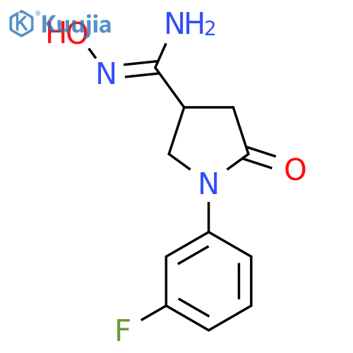 1-(3-fluorophenyl)-N'-hydroxy-5-oxopyrrolidine-3-carboximidamide structure
