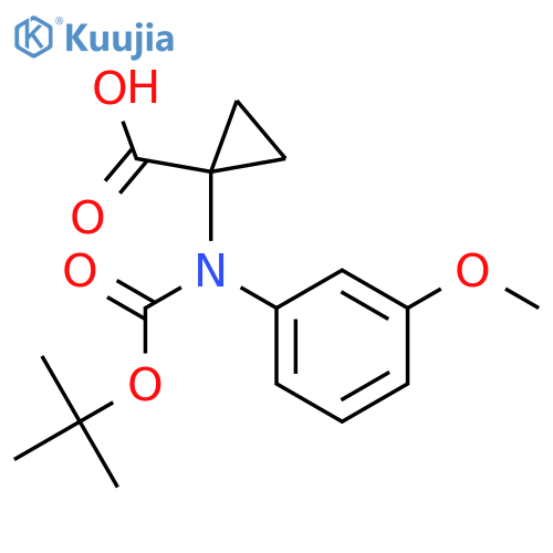 1-((Tert-butoxycarbonyl)(3-methoxyphenyl)amino)cyclopropane-1-carboxylic acid structure