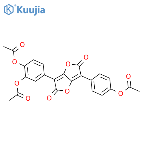3-(4-acetoxy-phenyl)-6-(3,4-diacetoxy-phenyl)-furo[3,2-b]furan-2,5-dione structure
