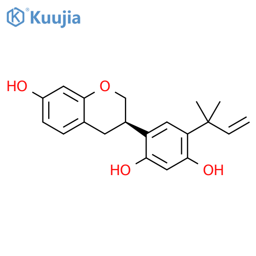 1,3-Benzenediol, 4-[(3R)-3,4-dihydro-7-hydroxy-2H-1-benzopyran-3-yl]-6-(1,1-dimethyl-2-propen-1-yl)- structure