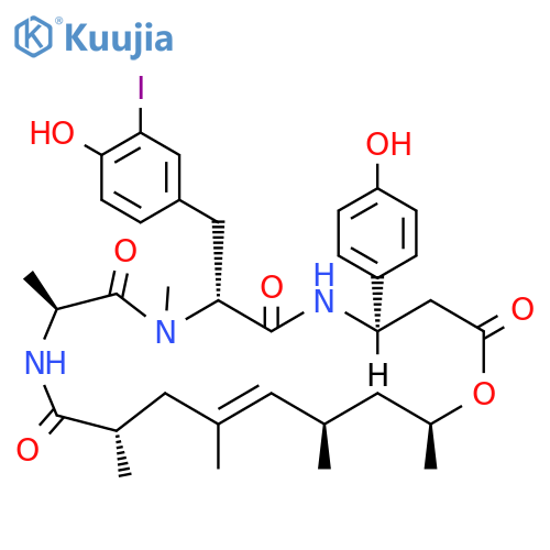 Cyclo[(3R)-3-(4-hydroxyphenyl)-a-alanyl-(2S,- 4E,6R,8R)-8-hydroxy-2,4,6-trimethyl-4- nonenoyl-L-alanyl-3-iodo-N-methyl-Dtyrosyl] structure