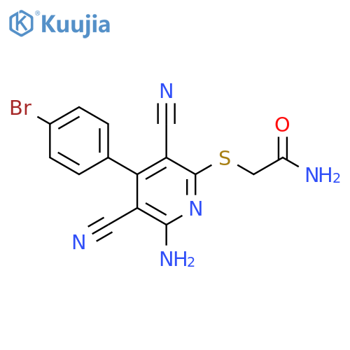 2-{6-amino-4-(4-bromophenyl)-3,5-dicyanopyridin-2-ylsulfanyl}acetamide structure