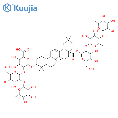 b-D-Glucopyranosiduronic acid, (3b)-28-[(O-6-deoxy-a-L-mannopyranosyl-(1&reg;4)-O-6-deoxy-a-L-mannopyranosyl-(1&reg;2)-b-D-glucopyranosyl)oxy]-28-oxoolean-12-en-3-yl O-6-deoxy-a-L-mannopyranosyl-(1&reg;2)-O-b-D-galactopyranosyl-(1&reg;2)- (9CI) structure